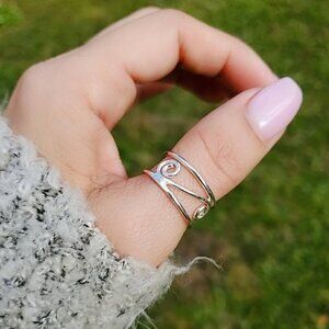 Sterling Silver Spiral Ring, 925 Silver, Women Band, Adjustable Ring, Thumb Ring